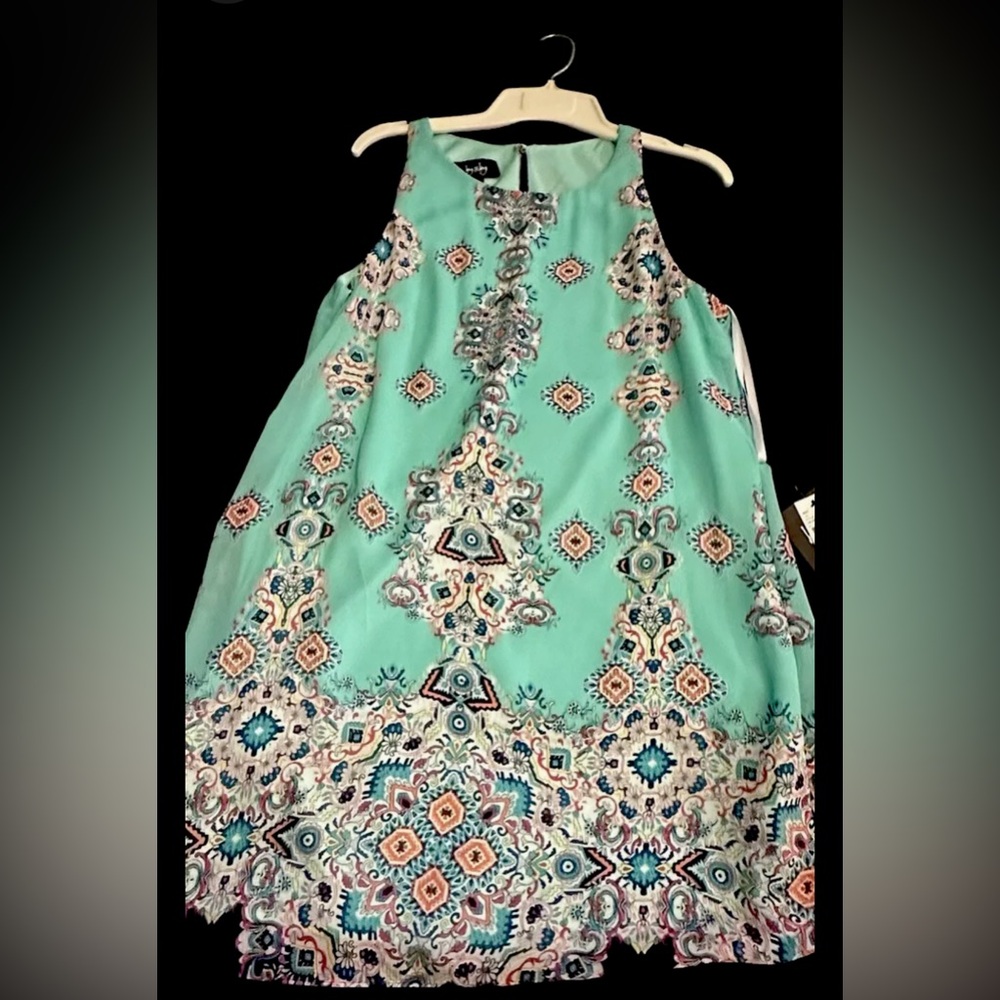 By&By teal with design Juniors dress